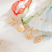 LATS Bohemian Tiny Shell Conch Starfish Pendant Necklace for Women 4 Colors Yarn Short Chain Summer Beach Choker Jewelry