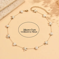 Stainless Steel Starfish Shell Choker Necklace Boho Beach Summer Vacation Jewelry for Women Daily Casual Wear