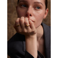 Yhpup Two Styles Same Series Minimalist Unique Stainless Steel Chic Textured Golden Ring 18K PVD Plated Japan Exquisite Jewelry
