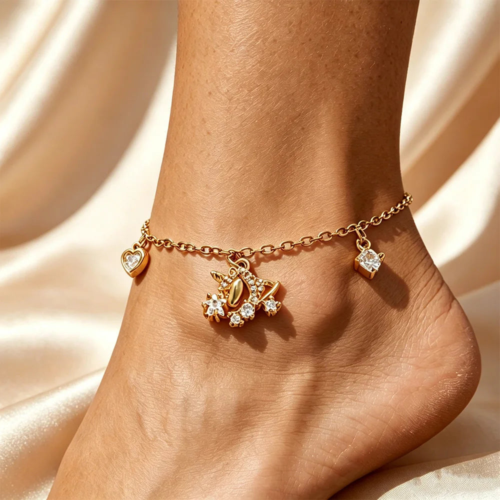 18K Gold-Plated Heart Anklet