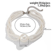 Retro Large Imitation Pearl Pendant Necklace 2024 Women's Multi Layer Stacking Simple Sweet Bead Girl Fashion Birthday Jewelry