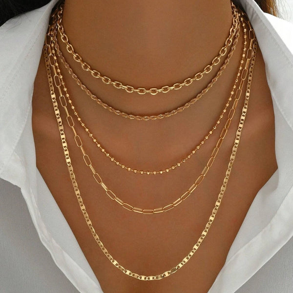 Tone Layered Pendant Necklace Set