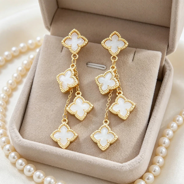 Shell Inlay Drop Earrings for