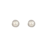2025 New Fashion Design Geometric Spiral Silver Color Pearl Zircon Stud Earrings Luxury Jewelry Party Ear Accessories for Women