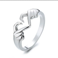 Silver Heart Hug Ring