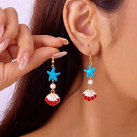 Conch Shell Starfish Earrings in
