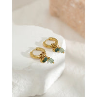 Green Stone Hoop Earrings