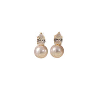 Women Gold Pearl Earrings Dainty Wedding Earring 14K Gold Plated Formal Pearl Drop Earrings Trendy Simple Wedding Bride Earring