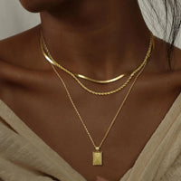 Platedlayered Pedant Chain Necklace Gold