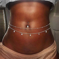 Double-Layer Rhinestone Tassel Waist Chain
