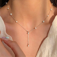Faux Pearl Tassel Necklace