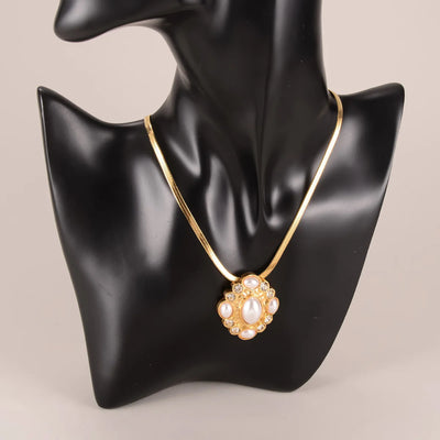 Gold Snake Pearl Necklace