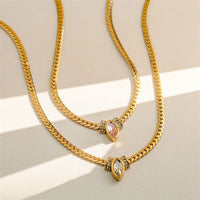 GANEMLY 316L Stainless Steel Sparkling Zirconia Necklace For Women High Quality Trendy Neck Chain Collar Waterproof Jewelry