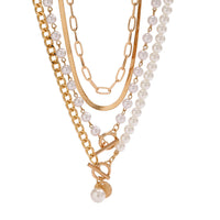 Layered Imitation Pearl and Thick Chains Choker Necklace for Women Tendy Beaded Chains on Neck Accessories 2023 Fashion Jewelry