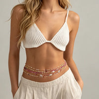Pink Seed Bead Waist Chain Set
