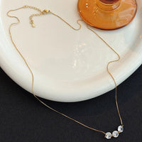 ANENJERY Three Zircon Thin Necklace for Women Simple Clavicle chain Delicate Elegant Jewelry Gifts Wedding Wholesale