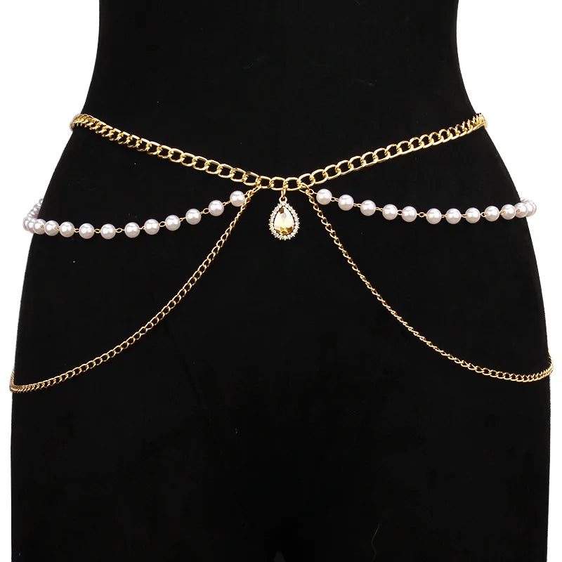 Emerald Crystal Layered Waist Chain
