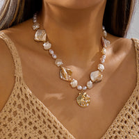 Bohemian Ocean Shell Faux Pearl Pendant Necklace Summer Beach Vacation Choker Fashion Jewelry