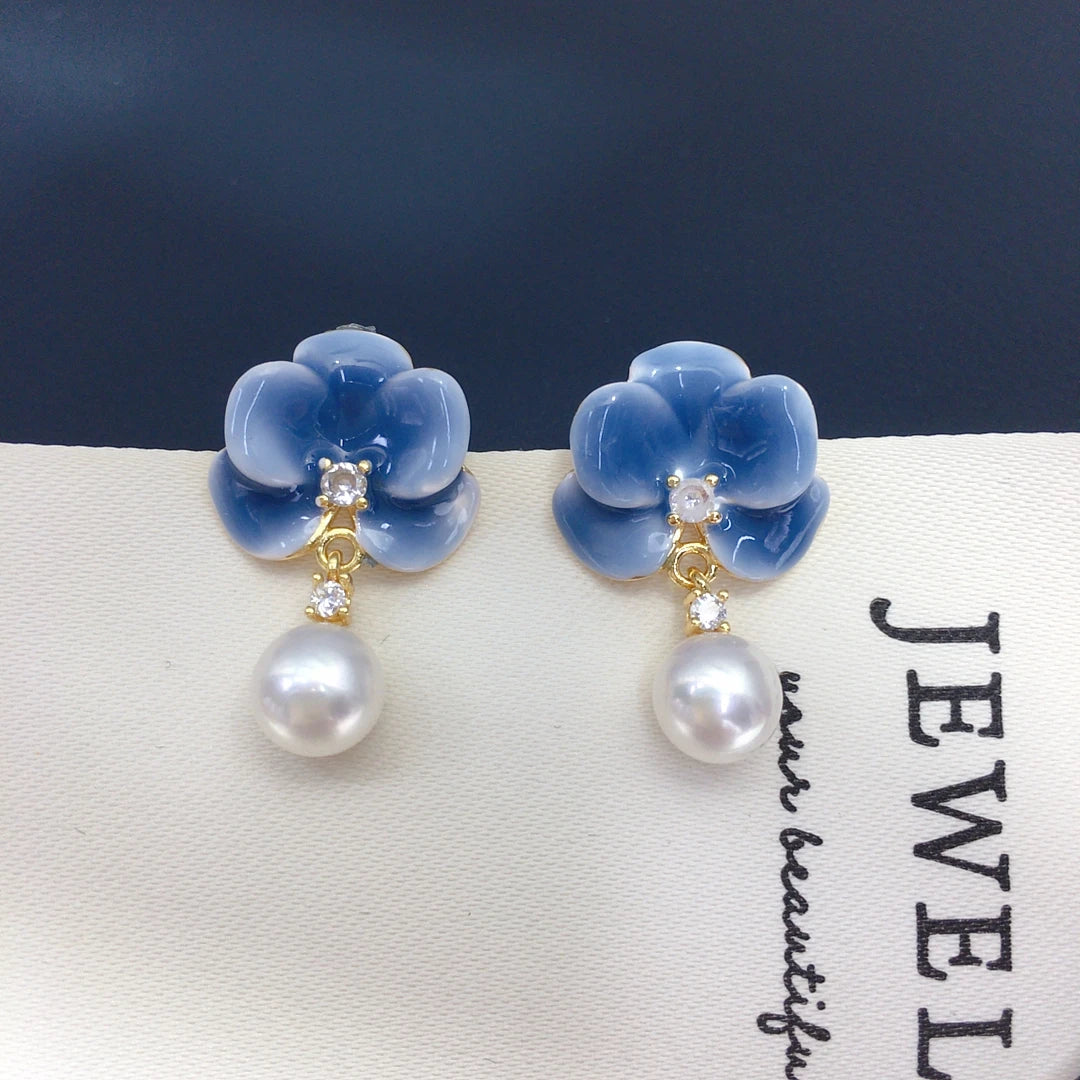 Freshwater Pearl Flower Earrings