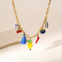 EILIECK 316L Stainless Steel Ocean Style Shell Conch Starfish Drop Necklace For Women New Summer Beach Handmade Jewelry Gift