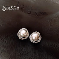 2025 New Fashion Design Geometric Spiral Silver Color Pearl Zircon Stud Earrings Luxury Jewelry Party Ear Accessories for Women
