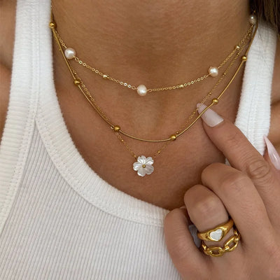 Gold Heart Flower Necklace
