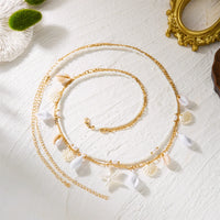 Summer Beach Shell Waist Chain For Women Bohemia Double Layer Starfish Conch Beaded Belly Chain Vacation Bikini Body Jewelry