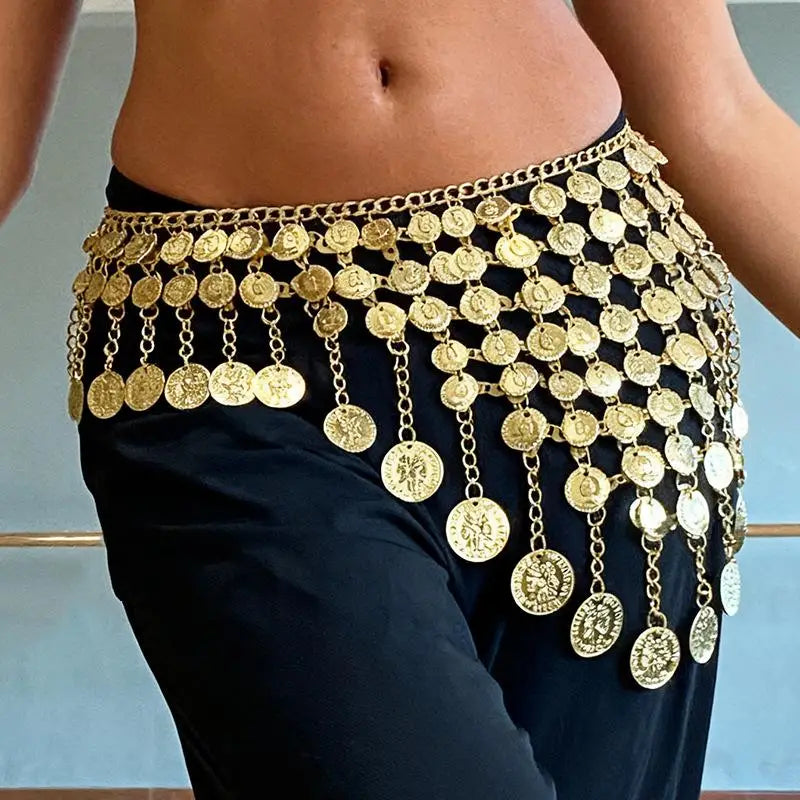 Gold Coin Tassel Waist Chain