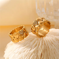 Multi Heart Shape Pieced Together Stainless Steel Rings For Women 18K Gold Plated Waterproof No Tarnish Women's Finger Ring