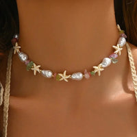 Exquisite Beach Style Seashell Necklace Beaded Choker Necklaces for Women Handmade Starfish Pendant Fashion Ocean Jewelry Чокер
