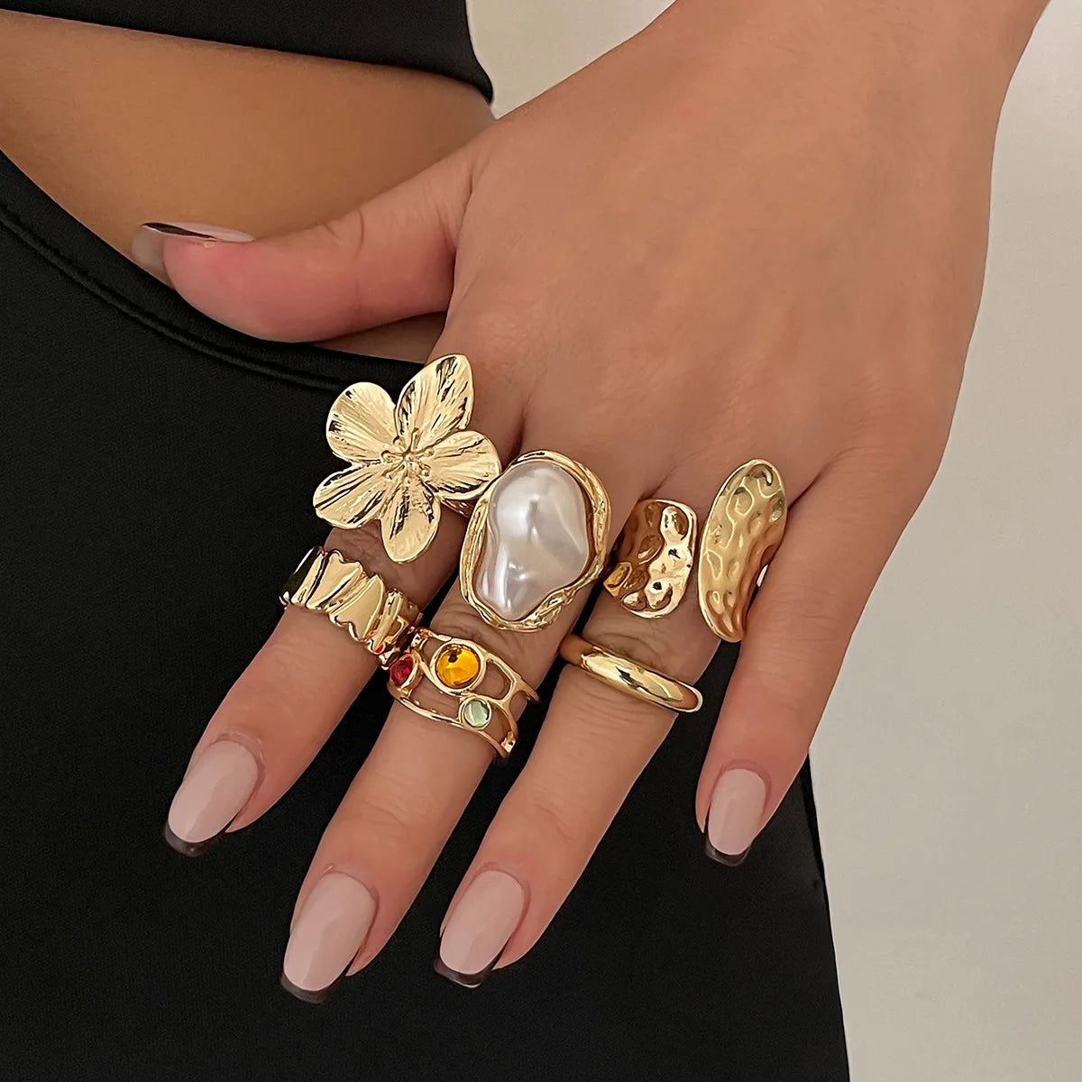 Baroque Pearl Combination Ring Six