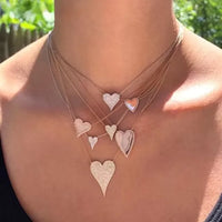 100% 925 Sterling Silver Micro Pave CZ Heart Necklace Shiny Cubic Zirconia Valentines Gift for Lover Elegance Romantic Jewelry