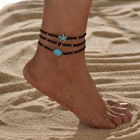 Turquoise Starfish Anklet Set