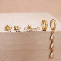 5PCS Stainless Steel Geometry Huggie Hoop Earrings Set Daily Wear Gold Color Zircon Ear Piercing Earring Wedding Jewelry Aretes