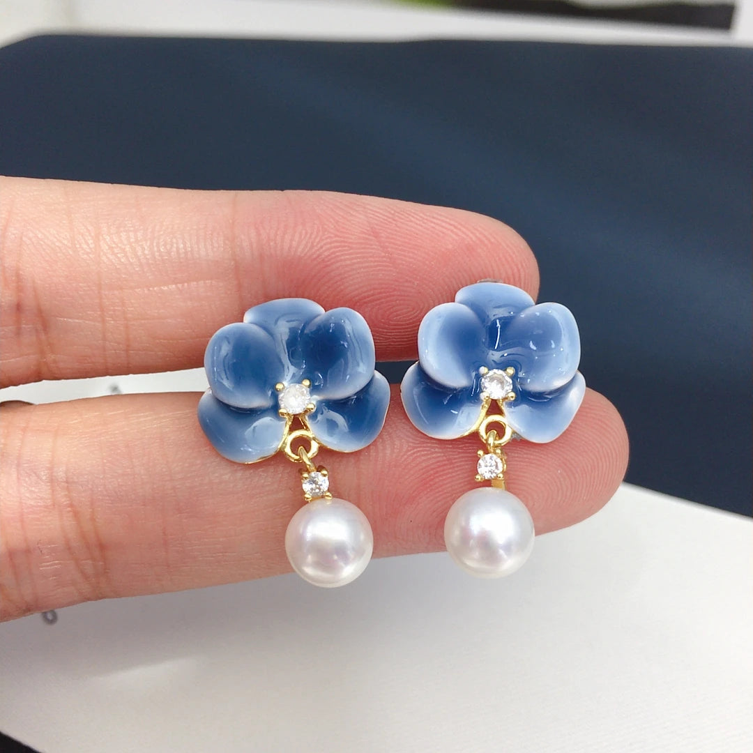 Freshwater Pearl Flower Earrings