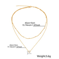 Stainless Steel Zirconia-Inlaid Pendant Double-Layer Necklace Ladies' Refined Luxury Elegant Layered Beaded Necklace Jewellery