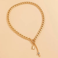 Punk Thick Chain with Lock/Key Pendant Necklace for Women Trendy Tassel Chain Necklace on Neck 2024 Fashion Choker Jewelry Gifts