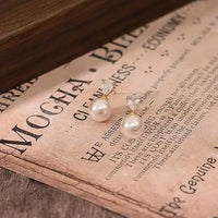 Women Gold Pearl Earrings Dainty Wedding Earring 14K Gold Plated Formal Pearl Drop Earrings Trendy Simple Wedding Bride Earring
