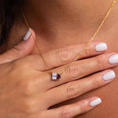 Ruby Crystal Duo Necklace