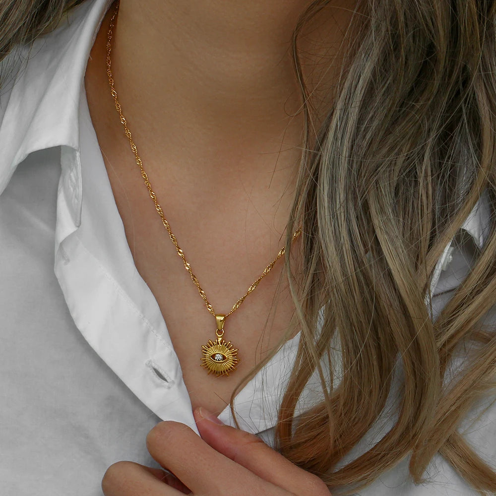 Evil Eye Sunburst Necklace