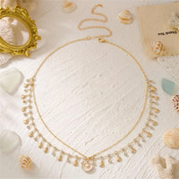 Rhinestone Shell Tassel Waist Chain