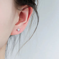 Eight-Point Star Zircon Earrings