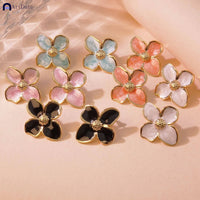 New Temperament Flower Earrings for Women Girls Sweet Korean Fashion Gold Color Crystal Zircon Party Accessories