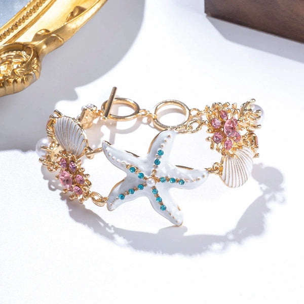 Starfish Shell Bracelet Crystal