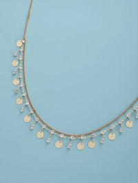 Layered Gold Disc Crystal Tassel Waist Chain