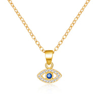 Exquisite Zircon Evil Eye Pendant Necklace for Women Girls Fashion Simple Rhinestone Waterdrop Clavicle Chain Necklace Jewelry