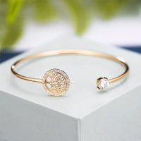 Europe and America Style Simple Delicacy Embed Zircon Tree of Life Bangle Elegance  for Women Open Mouths Bracelet Paty Jewelry
