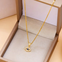 Exquisite Zircon Evil Eye Pendant Necklace for Women Girls Fashion Simple Rhinestone Waterdrop Clavicle Chain Necklace Jewelry