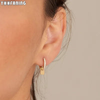 Gold Tag Hoop Earrings