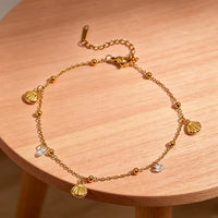Shell & Double Zircon Anklet